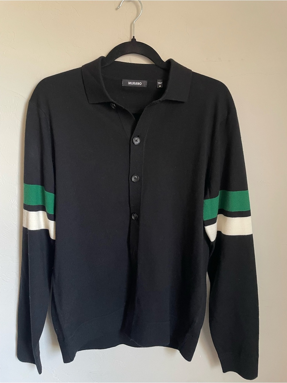 Murano Prehistoric Prep Collection Black Polo Striped Cardigan